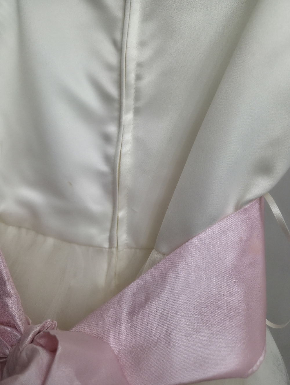 Ivory Tulle Flower Girl Dress with Pink Sash. First Communion Dress. Girl Dress. - Picture 11 of 11